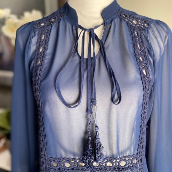 Romeo & Juliet Sheer Tunic Dress/Cover-Up Navy XS - Picture 2 of 9